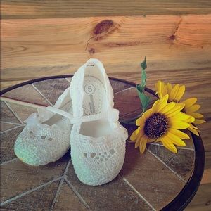 Genuine Kids’ White Beaded Shoes